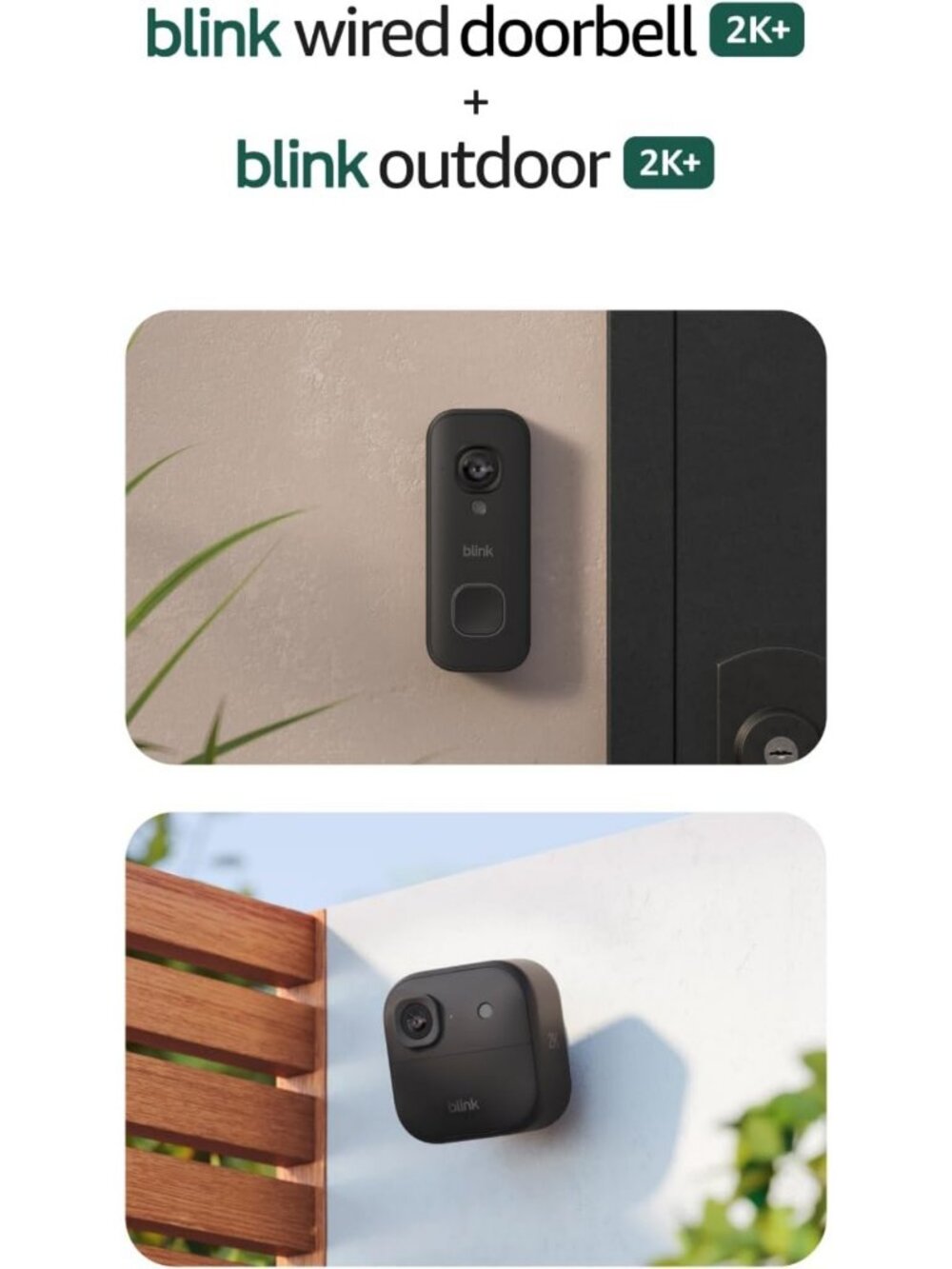 2K Video Doorbell & 5 Outdoor Cameras - Enhanced Audio, Sync Module Included